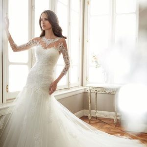 Sophia Tolli Long Sleeve White Lace Wedding Dress